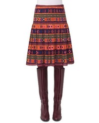 Akris Punto Print Wool Bell Skirt
