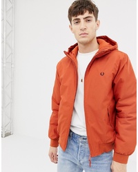 Fred Perry Brentham Hooded Padded Jacket In Orange