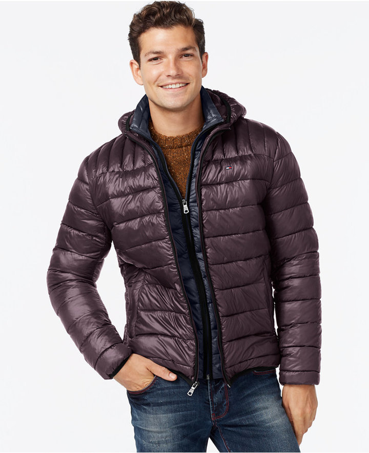 Tommy hilfiger men's insulated clearance packable jacket contrast bib hood