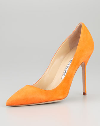 orange pumps heels