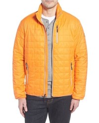 Orange Quilted Bomber Jacket