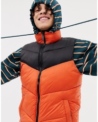 Pull&Bear Quilted Gilet In Orange