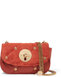 See by Chloe See By Chlo Lois Small Quilted Suede And Leather Shoulder Bag Orange