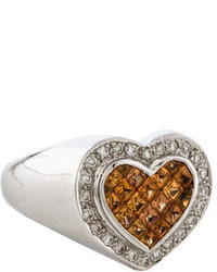 Ring 18k Orange Sapphire Diamond