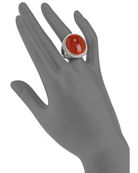 David Yurman Dy Signature Oval Ring With Carnelian And Diamonds