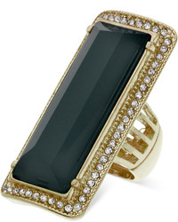 GUESS Gold Tone Rectangular Stone Stretch Ring