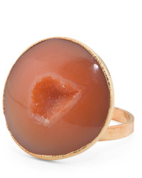 Made In Usa Genuine Druzy Adjustable Gold Plated Ring