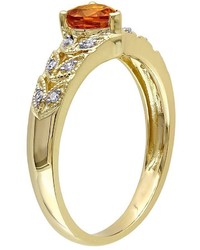 Orange Sapphire Diamond Accent 10k Gold Heart Ring
