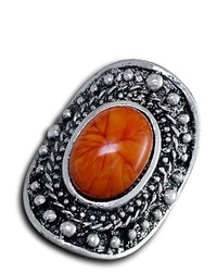 VistaBella Fashion Vintage Stud Orange Marble Adjustable Ring