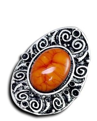 VistaBella Fashion Vintage Swirl Orange Marble Adjustable Ring