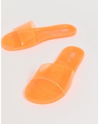 ASOS DESIGN Fern Jelly Sliders In Neon Orange