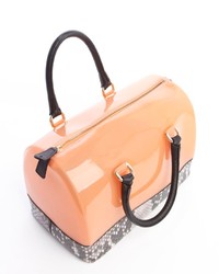 Furla Belletto Pink And Brown Candy Rubber Gel Handbag