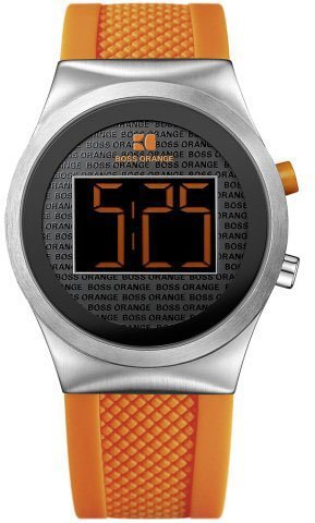 Boss Digital Orange Rubber Strap Watch, $90 | Amazon.com | Lookastic