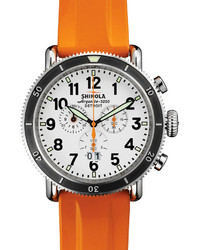 Shinola 48mm Runwell Sport Chronograph Watch With Rubber Strap Orange