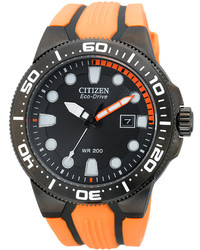Citizen Eco Drive Scuba Fin Orange And Black Rubber Strap Watch 46mm Bn0097 11e