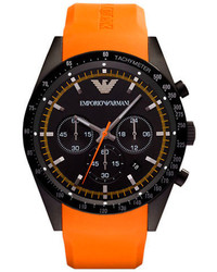 Emporio Armani Orange And Black Chronograph Watch