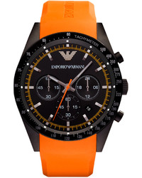Emporio Armani Watch Chronograph Orange Rubber Strap 46mm Ar5987
