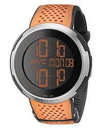 Gucci Ya114104 I  Digital Orange Black Rubber Strap Watch