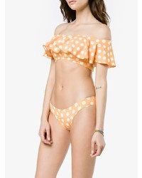 Lisa Marie Fernandez Mira Polka Dot Print Flounce Bikini