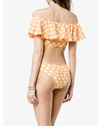 Lisa Marie Fernandez Mira Polka Dot Print Flounce Bikini