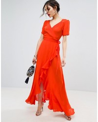 Asos Tea Dress Maxi With Ruffle Detail And Open Back