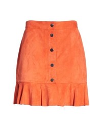 Orange Ruffle Mini Skirt