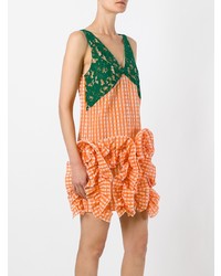 MSGM Checked Ruffled Lace Dress