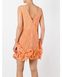 MSGM Checked Ruffled Lace Dress
