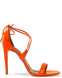 Aquazzura Linda Patent Leather Sandals Bright Orange