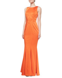 Orange Satin Evening Dress