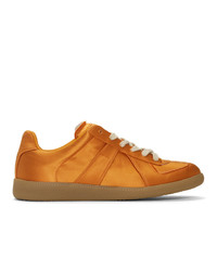 Orange Satin Low Top Sneakers