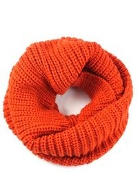 IDS 2 Circle Cable Knit Cowl Neck Long Scarf Shawl Orange