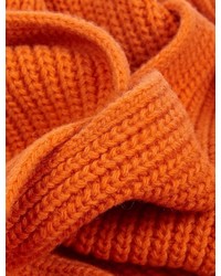 Stone Island Orange Ribbed Wool Scarf