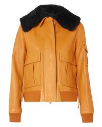 Victoria Victoria Beckham Shearling Trimmed Leather Jacket