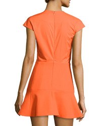 Carven Crepe Woven Tie Front Dress Orange