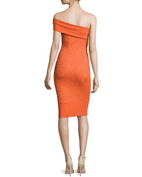 La Petite Robe di Chiara Boni India Off The Shoulder Sheath Dress Orange