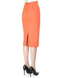 Roland Mouret Keiko One Shoulder Wool Crepe Top Bright Orange
