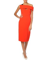 Antonio Berardi Neon Orange Asymmetric Fitted Dress
