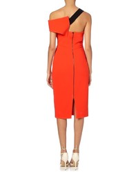 Antonio Berardi Neon Orange Asymmetric Fitted Dress