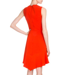 Givenchy Sleeveless Handkerchief Hem Sheath Dress Bright Orange