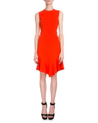 Givenchy Sleeveless Handkerchief Hem Sheath Dress Bright Orange