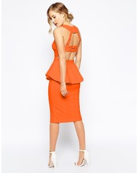 Forever Unique Structured Peplum Pencil Dress With Multi Strap Back