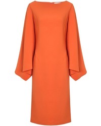 OSMAN Orange Crepe Tukan Batwing Dress