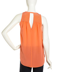 Rebecca Taylor Sleeveless Studded Chiffon Blouse Orange Blossom