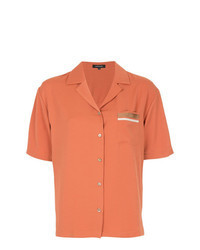 Orange Short Sleeve Button Down Shirt
