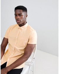 ASOS DESIGN Casual Slim Oxford Shirt In Orange