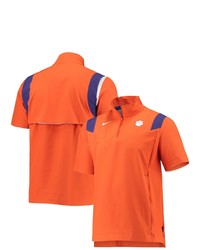 Nike Orange Clemson Tigers 2021 Coaches Short Sleeve Quarter Zip Jacket At Nordstrom