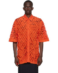Dries Van Noten Orange Perforated Shirt
