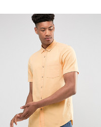 ASOS DESIGN Tall Regular Fit Textured Shirt In Orange