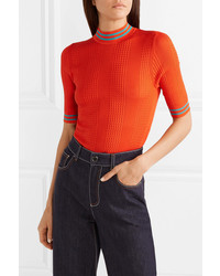 Fendi Cable Knit Silk Turtleneck Sweater